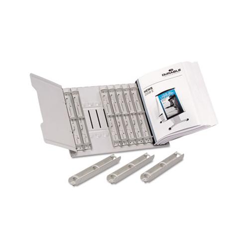 Desk-mounted Catalog Rack, 12 1-inch Rings, Gray