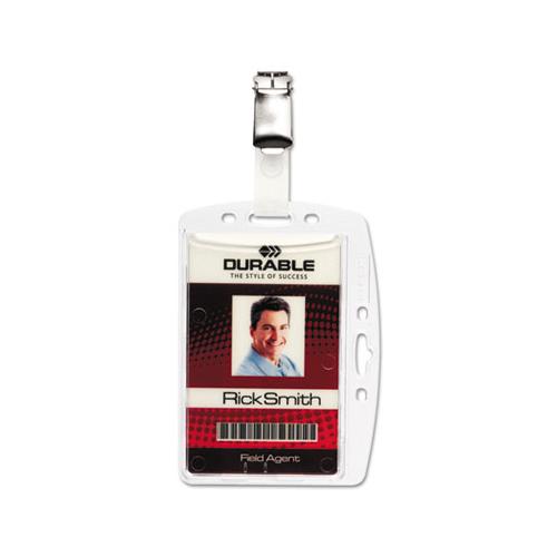 Id-security Card Holder Set, Vertical-horizontal, Clip, Clear, 25-pack