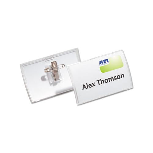 Click-fold Convex Name Badge Holder, Combi-clip, 3 3-4w X 2 1-4h, Clear, 25-pk