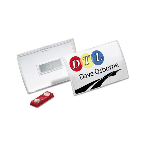 Click-fold Convex Name Badge Holder, Double Magnets, 3 3-4 X 2 1-4, Clear, 10-pk