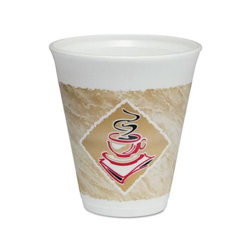 Cafe G Foam Hot-cold Cups, 12 Oz, Brown-red-white, 20-pack