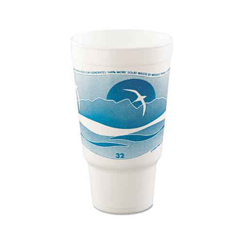 Horizon Hot-cold Foam Drinking Cups, 32oz, Teal-white, 16-bag, 25 Bags-carton