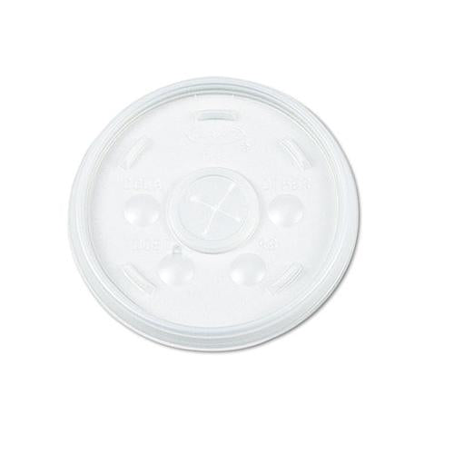 Plastic Lids For Foam Cups, Bowls And Containers, Flat With Straw Slot, Fits 12-60 Oz, Translucent, 500-carton