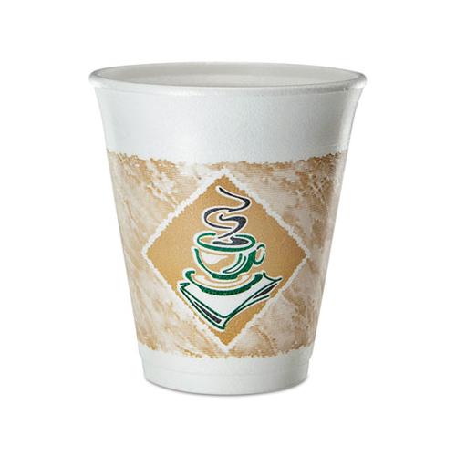 Cafe G Foam Hot-cold Cups, 8 Oz, Brown-green-white, 25-pack