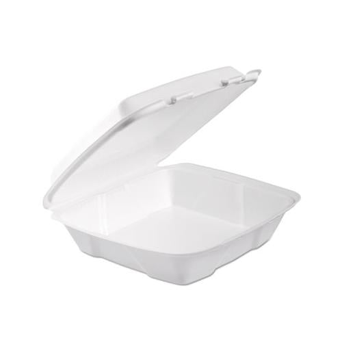 Foam Hinged Lid Container, 1-comp, 9 X 9 2-5 X 3, White, 100-bag, 2 Bag-carton