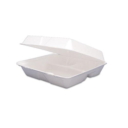 Foam Container, Hinged Lid, 3-comp, 9 1-2 X 9 1-4 X 3, 200-carton