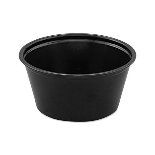 Polystyrene Portion Cups, 2oz, Black, 250-bag, 10 Bags-carton