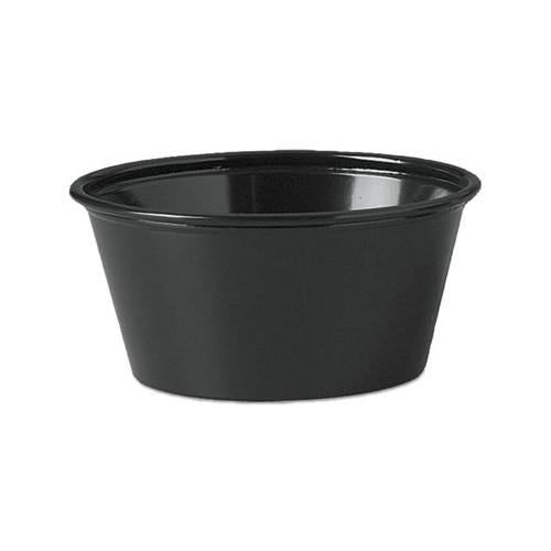 Plastic Souffle Portion Cups, 3 1-4 Oz., Black, 250-bag, 2500-carton