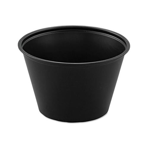 Polystyrene Portion Cups, 4oz, Black, 250-bag, 10 Bags-carton