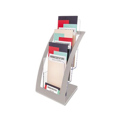 3-tier Literature Holder, Leaflet Size, 6.75w X 6.94d X 13.31h, Silver