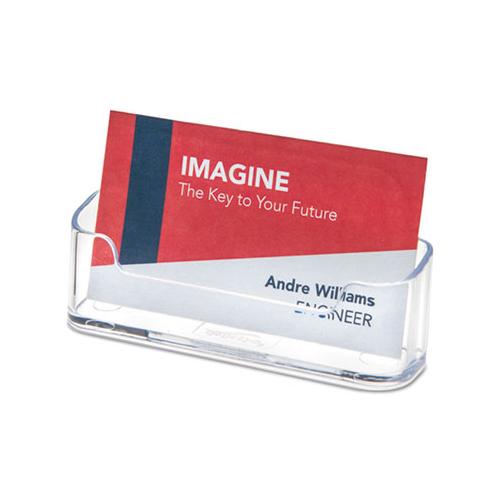 Horizontal Business Card Holder, 50 Card Cap, 3 7-8 X 1 13-16 X 1 3-8, Clear
