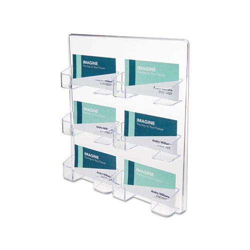 6-pocket Business Card Holder, 480 Card Cap, 8 1-2 X 9 3-4 X 1 5-8, Clear