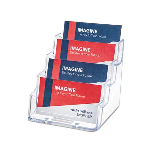 4-pocket Business Card Holder, 200 Card Cap, 3 15-16 X 3 3-4 X 3 1-2, Clear