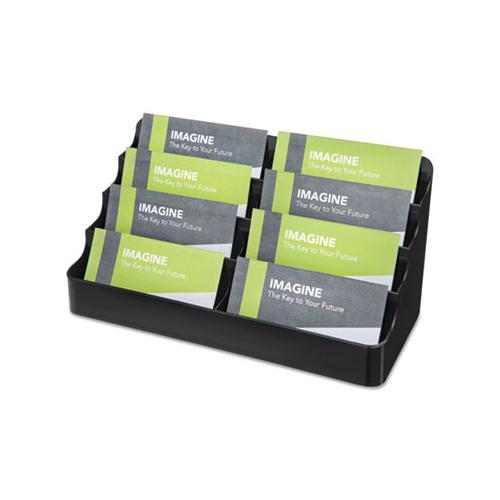 8-tier Recycled Business Card Holder, 400 Card Cap, 7 7-8 X 3 7-8 X 3 3-8, Black