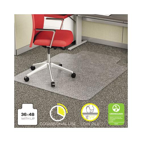 Economat Occasional Use Chair Mat, Low Pile Carpet, Flat, 36 X 48, Lipped, Clear