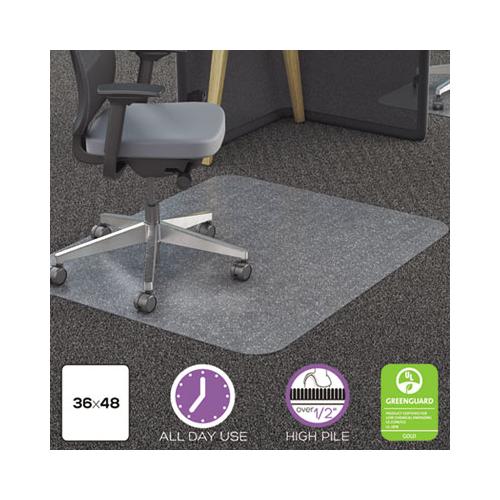 Polycarbonate All Day Use Chair Mat - All Carpet Types, 36 X 48, Rectangular, Clear