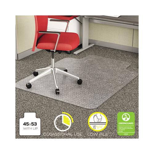 Economat Occasional Use Chair Mat For Low Pile Carpet, 45 X 53, Wide Lipped, Clear