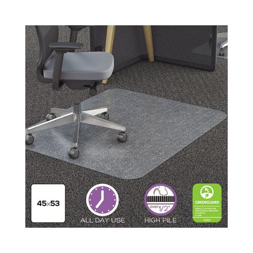 Polycarbonate All Day Use Chair Mat - All Carpet Types, 45 X 53, Rectangle, Clear