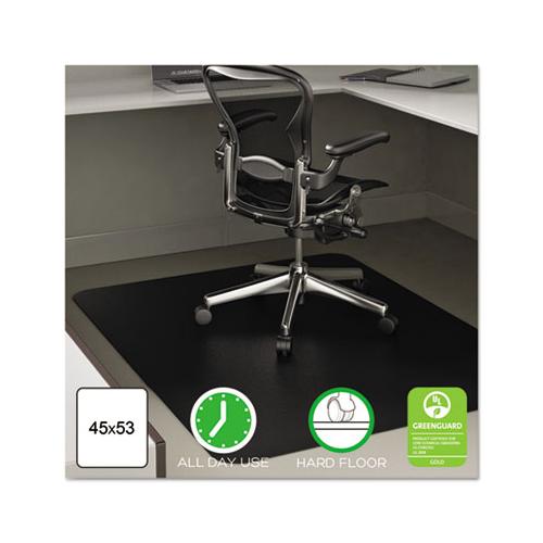 Economat All Day Use Chair Mat For Hard Floors, 45 X 53, Rectangular, Black