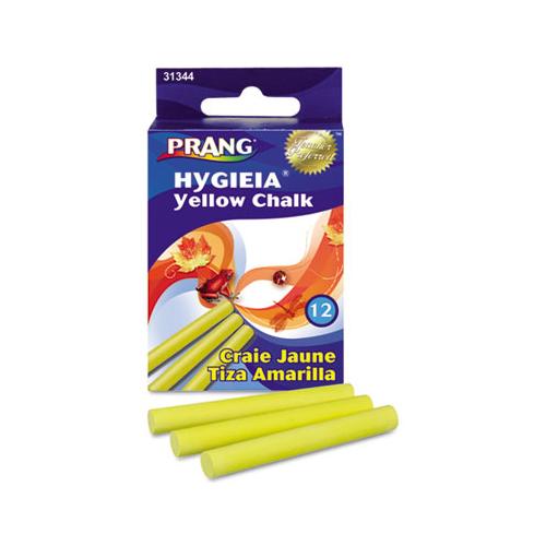 Hygieia Dustless Board Chalk, 3 1-4 X 0.38, Yellow, 12-box