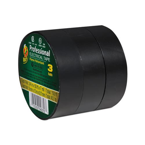 Pro Electrical Tape, 1" Core, 0.75" X 50 Ft, Black, 3-pack