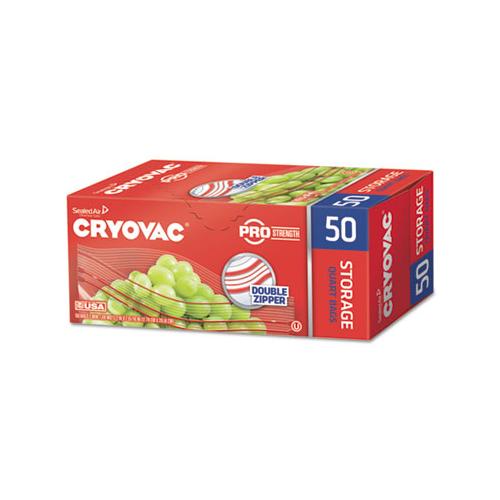Cryovac One Quart Storage Bag Dual Zipper, 1 Qt, 1.68 Mil, 7" X 7.94", Clear, 450-carton
