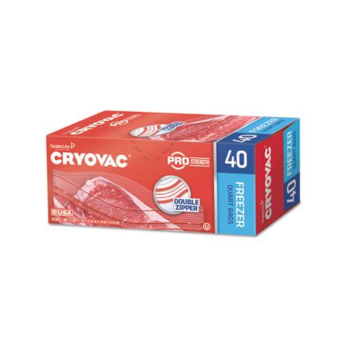 Cryovac One Quart Freezer Bag Dual Zipper, 1 Qt, 2.5 Mil, 7" X 7.94", Clear, 360-carton