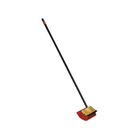 Bi-level Floor Scrub Brush, Polypro Bristles, 10" Block, 54"handle, Beige-black