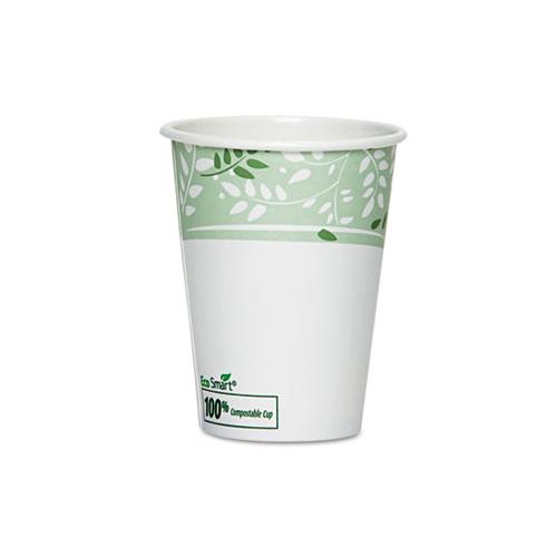 Ecosmart Hot Cups, Paper W-pla Lining, Viridian, 12oz, 50-pack