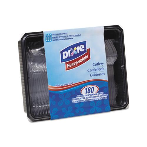 Cutlery Keeper Tray With Clear Plastic Utensils: 600 Forks, 600 Knives, 600 Spoons