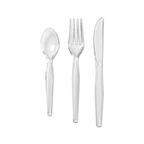 Cutlery Keeper Tray With Clear Plastic Utensils: 60 Forks, 60 Knives, 60 Spoons