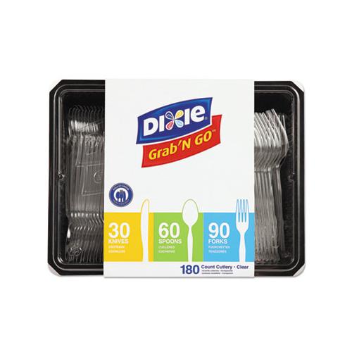 Combo Pack, Tray With Clear Plastic Utensils, 90 Forks, 30 Knives, 60 Spoons