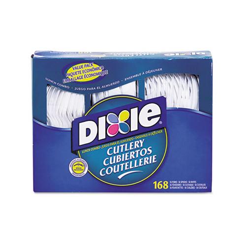 Combo Pack, Tray With White Plastic Utensils, 56 Forks, 56 Knives, 56 Spoons, 6 Packs