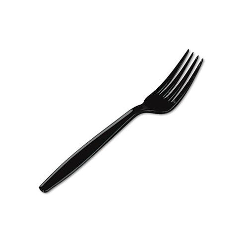 Plastic Cutlery, Heavyweight Forks, Black, 1,000-carton