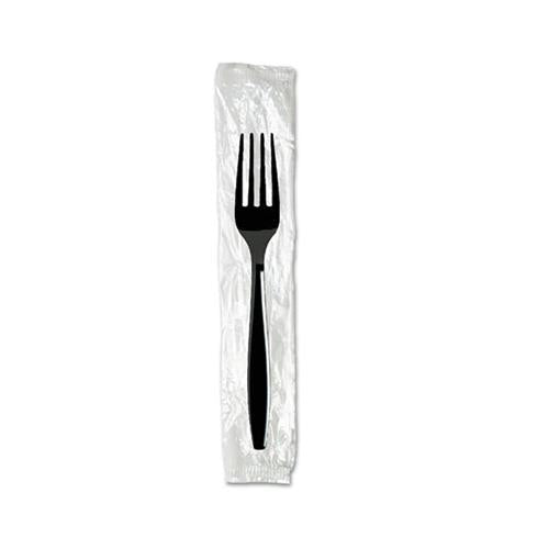 Individually Wrapped Forks, Plastic, Black, 1,000-carton