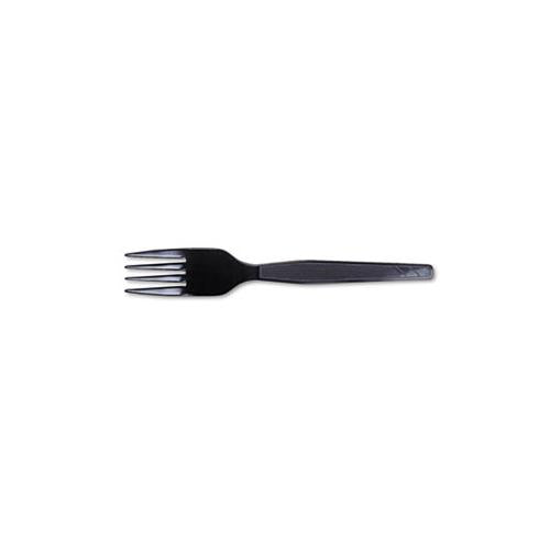 Plastic Cutlery, Heavy Mediumweight Forks, Black, 1,000-carton