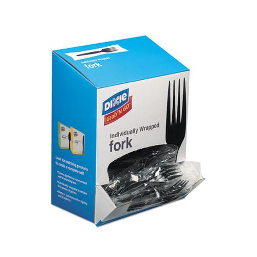 Grab’n Go Wrapped Cutlery, Forks, Black, 90-box, 6 Box-carton