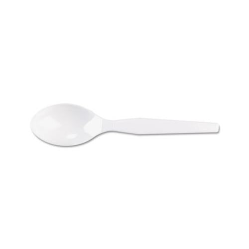 Plastic Cutlery, Heavy Mediumweight Teaspoons, White, 1,000 Carton
