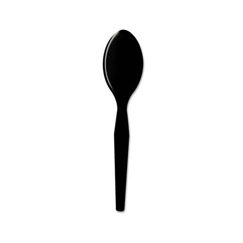 Plastic Cutlery, Heavy Mediumweight Teaspoons, Black, 1,000-carton