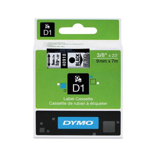 D1 High-performance Polyester Removable Label Tape, 0.37" X 23 Ft, Black On Clear