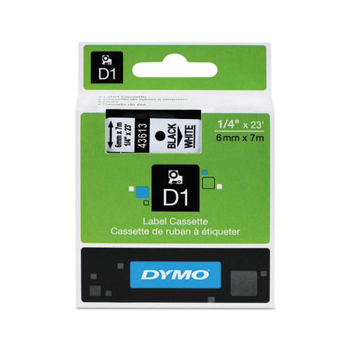 D1 High-performance Polyester Removable Label Tape, 0.25" X 23 Ft, Black On White