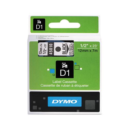 D1 High-performance Polyester Removable Label Tape, 0.5" X 23 Ft, Black On Clear