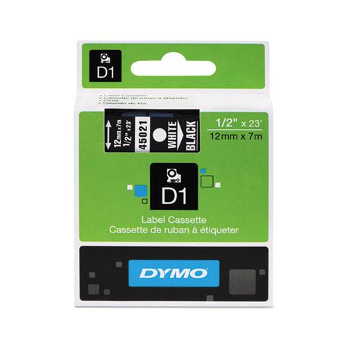 D1 High-performance Polyester Removable Label Tape, 0.5" X 23 Ft, White On Black