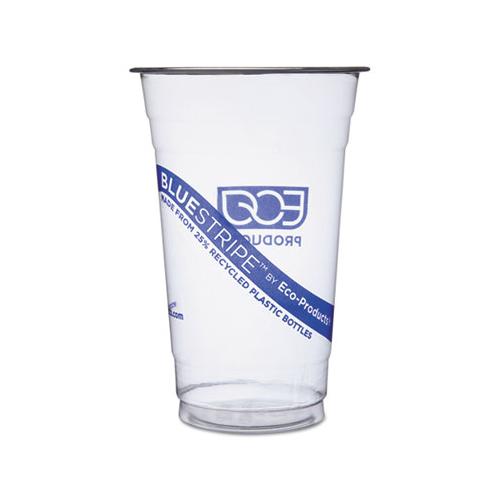 Bluestripe 25% Recycled Content Cold Cups, 20 Oz, Clear-blue, 1000-carton