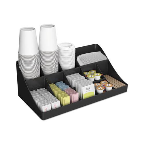 11-compartment Coffee Condiment Organizer, 18 1-4 X 6 5-8 X 9 7-8, Black