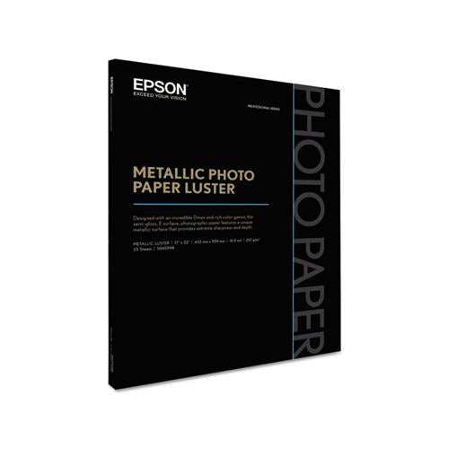 Professional Media Metallic Luster Photo Paper, 5.5 Mil, 17 X 22, White, 25-pack