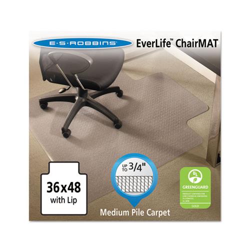Everlife Chair Mats For Medium Pile Carpet With Lip, 36 X 48, Clear