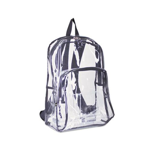 Backpack, Pvc Plastic, 12 1-2 X 5 1-2 X 17 1-2, Clear-black