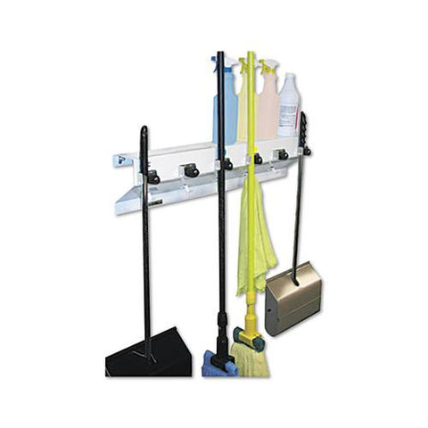 The Clincher Mop & Broom Holder, 34"w X 5 1-2"d X 7 1-2"h, White Gloss, Each