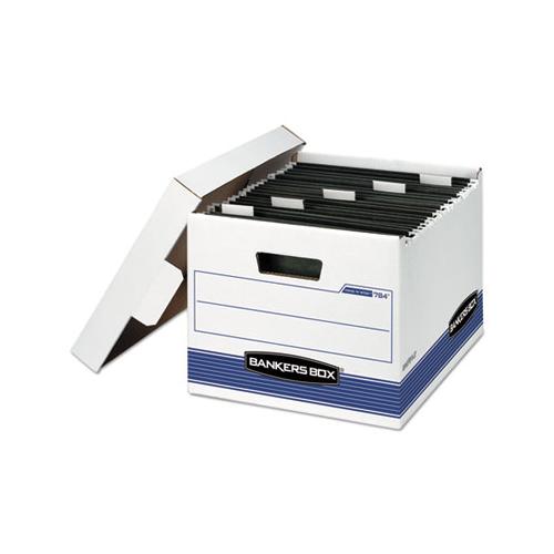 Hang'n'stor Medium-duty Storage Boxes, Letter Files, 12.63" X 15.63" X 10", White-blue, 4-carton